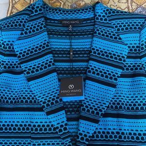 Ming Wang blue and black sweater